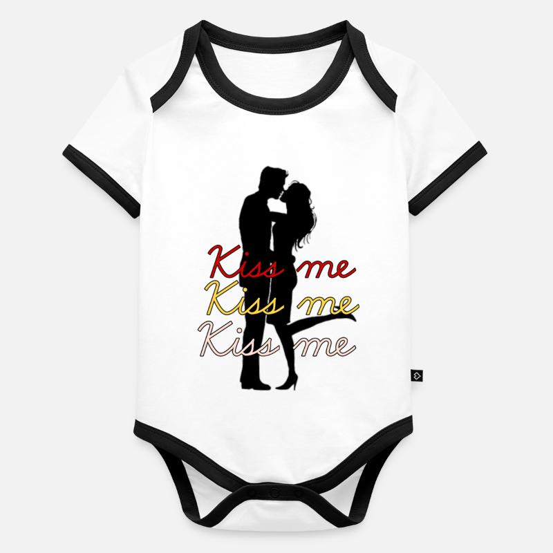 Saint-Valentin Body Bébé bio contrasté manches courtes