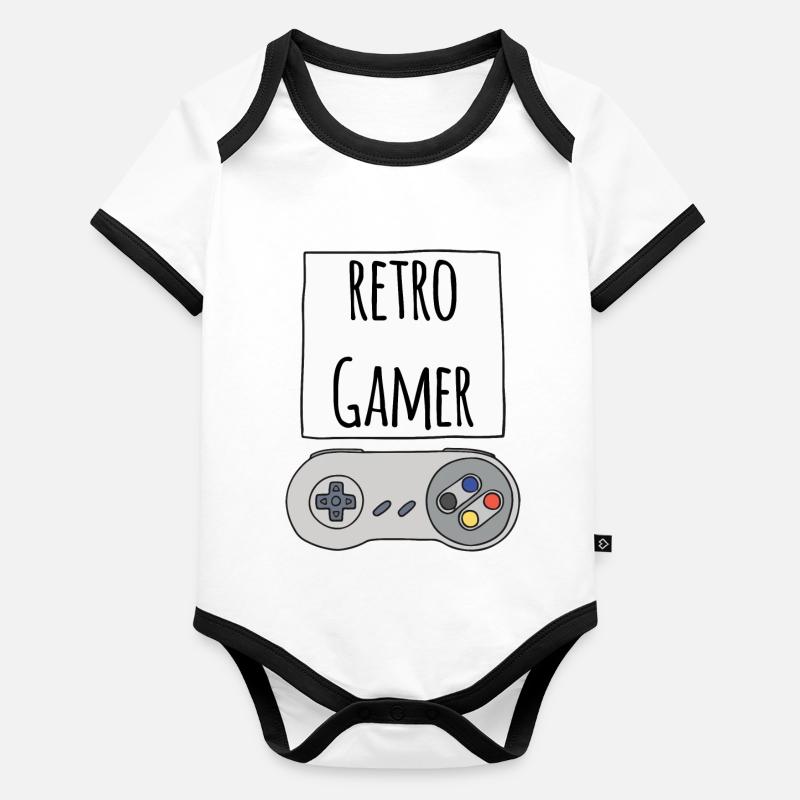 Gamer Retro S Baby Bio-Kurzarm-Kontrastbody