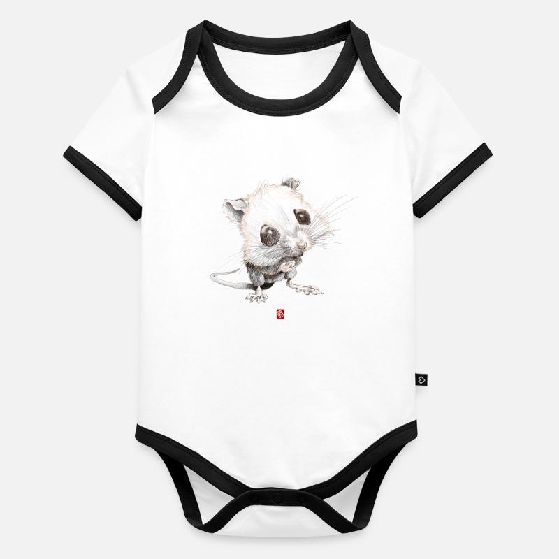 Sketchy Mouse Organic Baby Contrasting Bodysuit