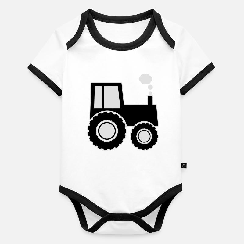 tracteur Body Bébé bio contrasté manches courtes