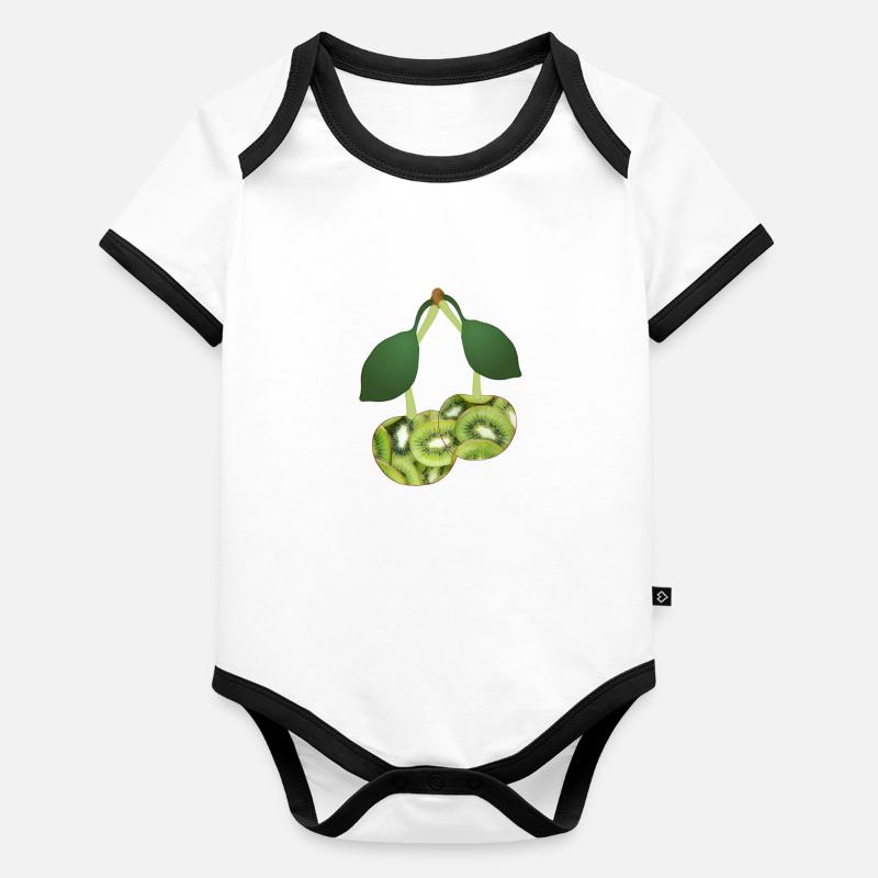 Kiwi Kirschen fruchtiges Design Geschenkidee Baby Bio-Kurzarm-Kontrastbody