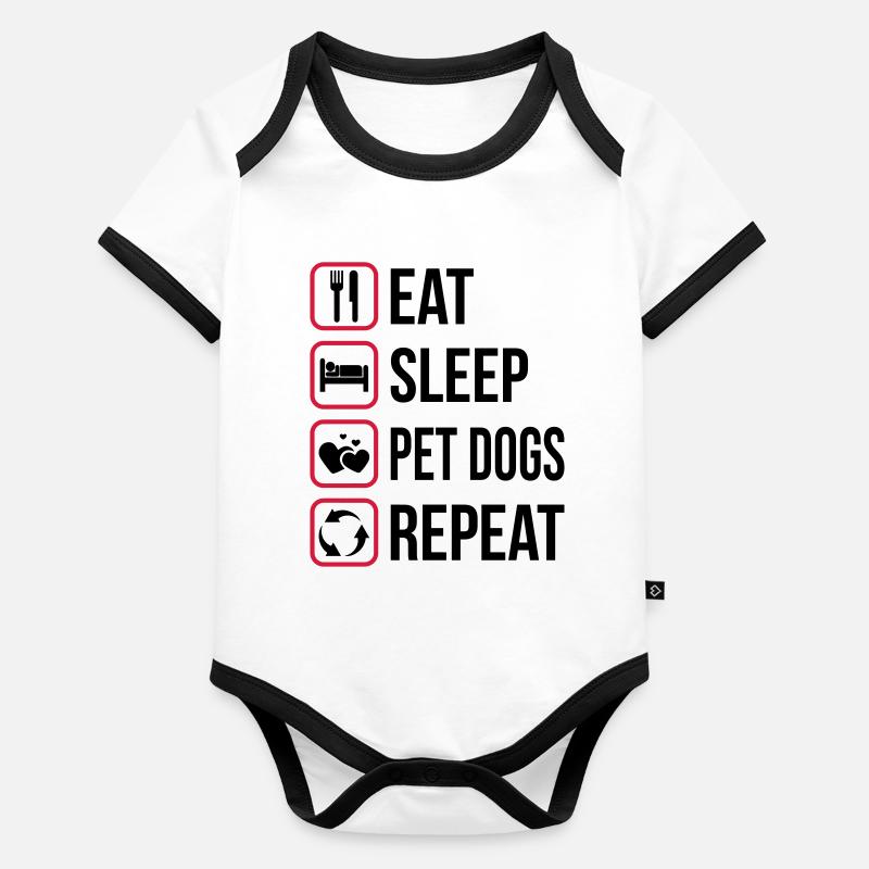 Manger Slepp Pet Dog Repeat Body Bébé bio contrasté manches courtes