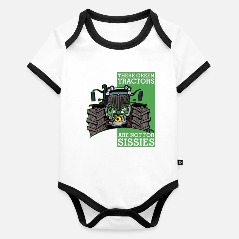 ces tracteurs verts ne sont pas pour les missions2 Body Bébé bio contrasté manches courtes