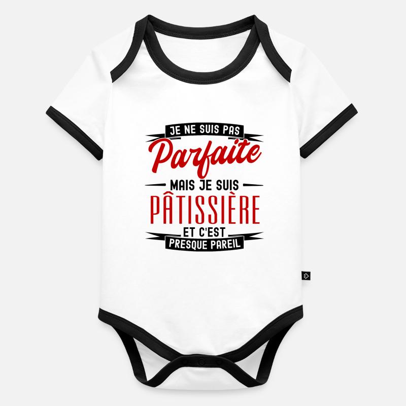 pas parfaite mais pâtissière Body Bébé bio contrasté manches courtes