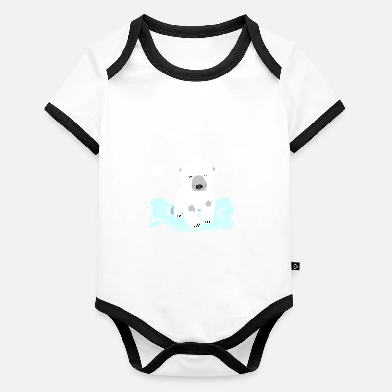 Eisbär auf einer Eisscholle Baby Bio-Kurzarm-Kontrastbody