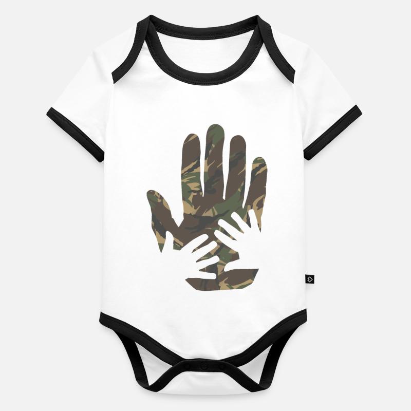 camo hands dutch army pattern Organic Baby Contrasting Bodysuit