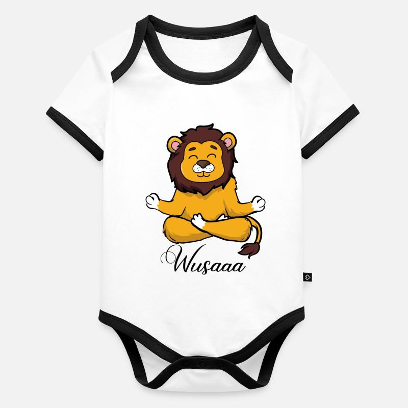 Auszeit Durchatmen Wusaaa Löwe Baby Bio-Kurzarm-Kontrastbody
