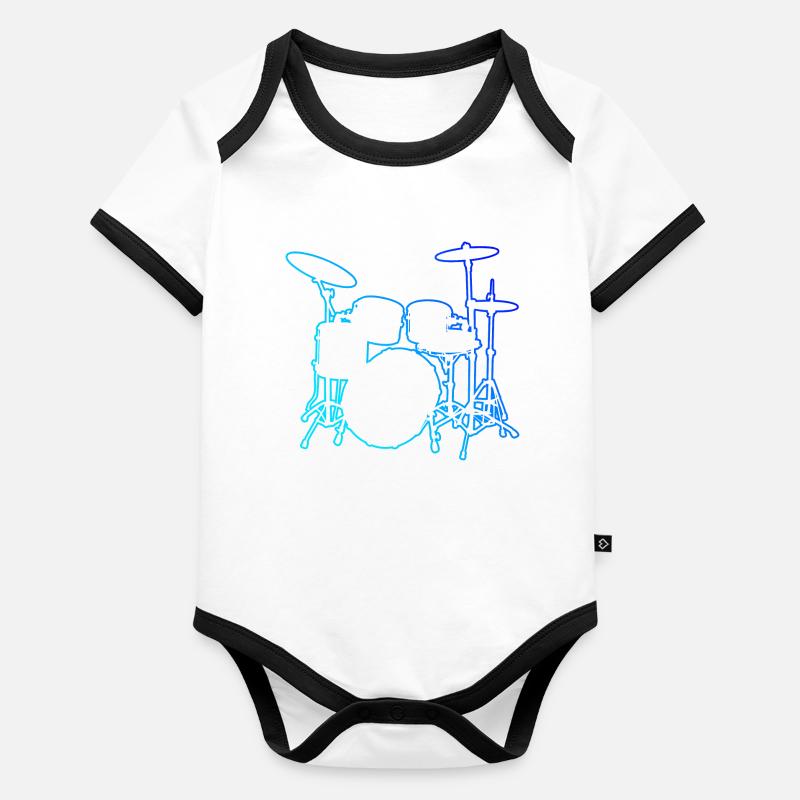 Drum Kit Herren Perkussionist Schlagzeug Baby Bio-Kurzarm-Kontrastbody