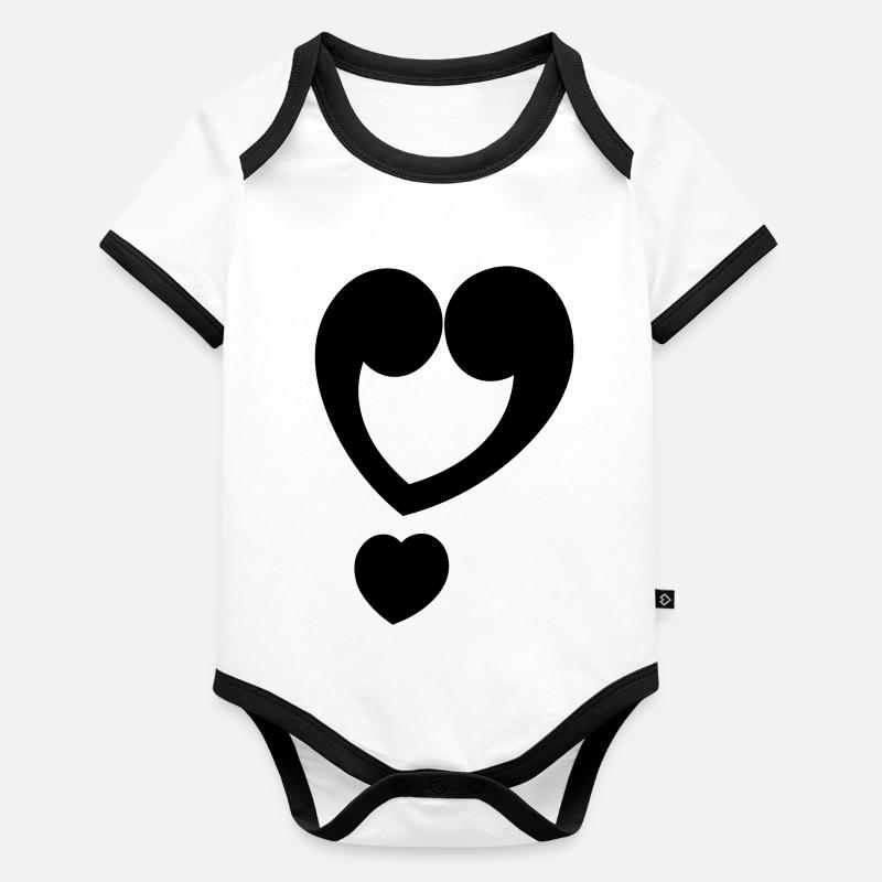 Cœur de point d’exclamation Body Bébé bio contrasté manches courtes