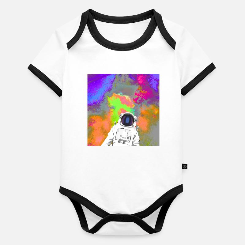 Astronaut vor Weltall Supernova Kunstwerk Baby Bio-Kurzarm-Kontrastbody