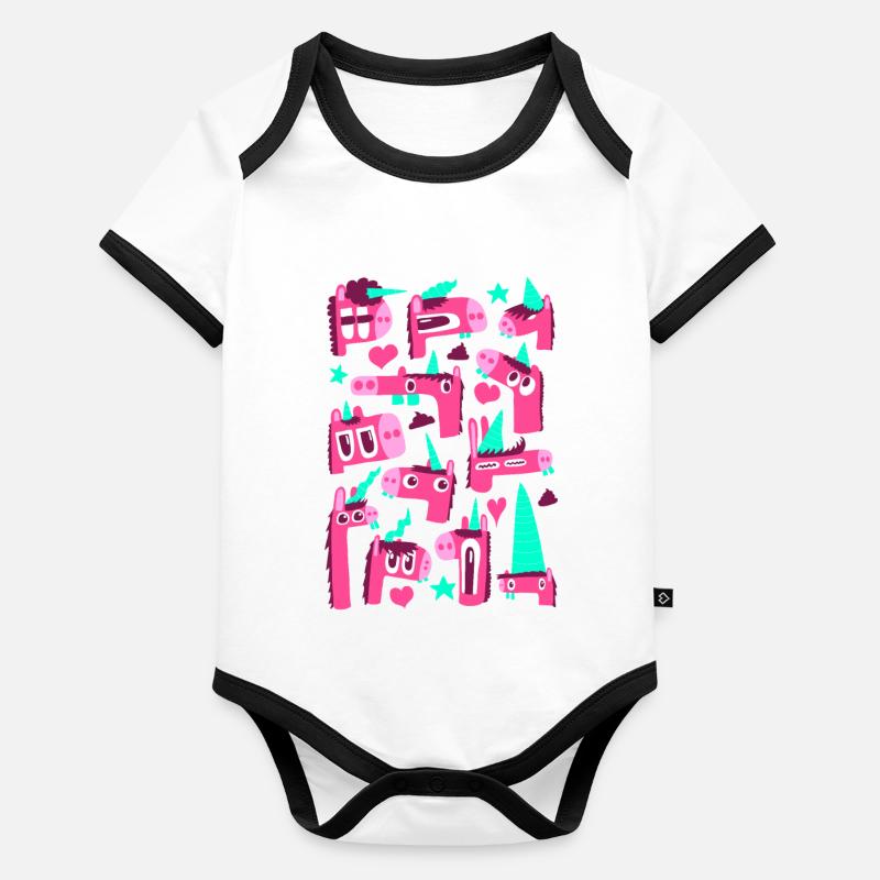 Drôles de licornes Body Bébé bio contrasté manches courtes