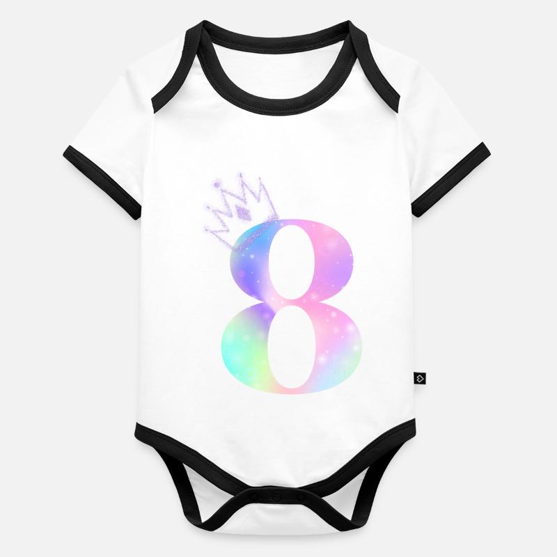 8th anniversary rainbow Organic Baby Contrasting Bodysuit