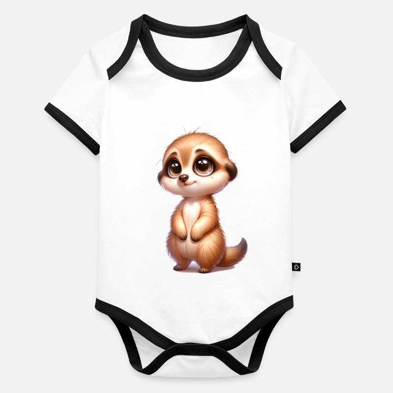 petit suricate mignon Body Bébé bio contrasté manches courtes