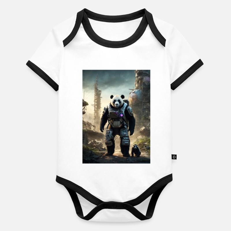 Panda du futur Body Bébé bio contrasté manches courtes