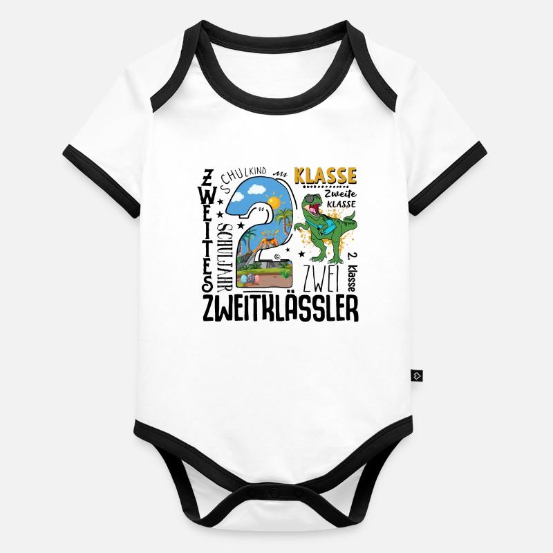 Dino T-Rex de 2e classe Body Bébé bio contrasté manches courtes