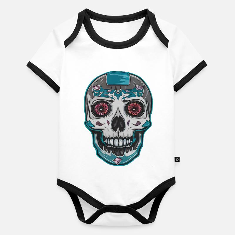 Schädel 2 Baby Bio-Kurzarm-Kontrastbody