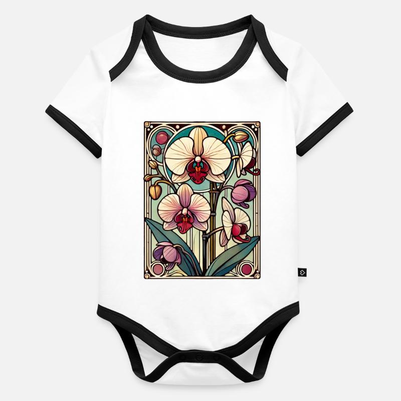 Orchidée de classe teintée Body Bébé bio contrasté manches courtes