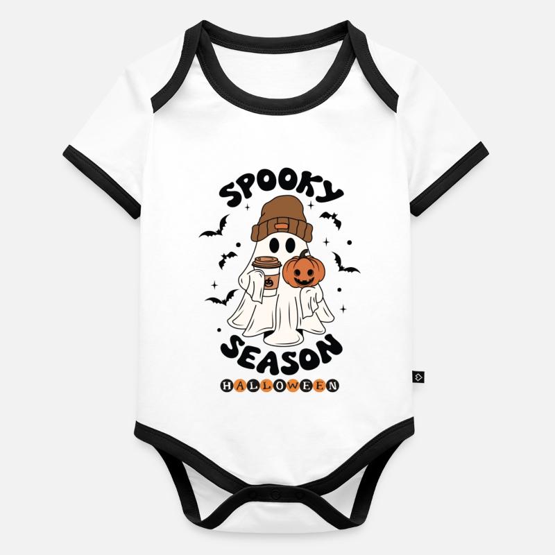 Gruselige Jahreszeit Helloween Baby Bio-Kurzarm-Kontrastbody