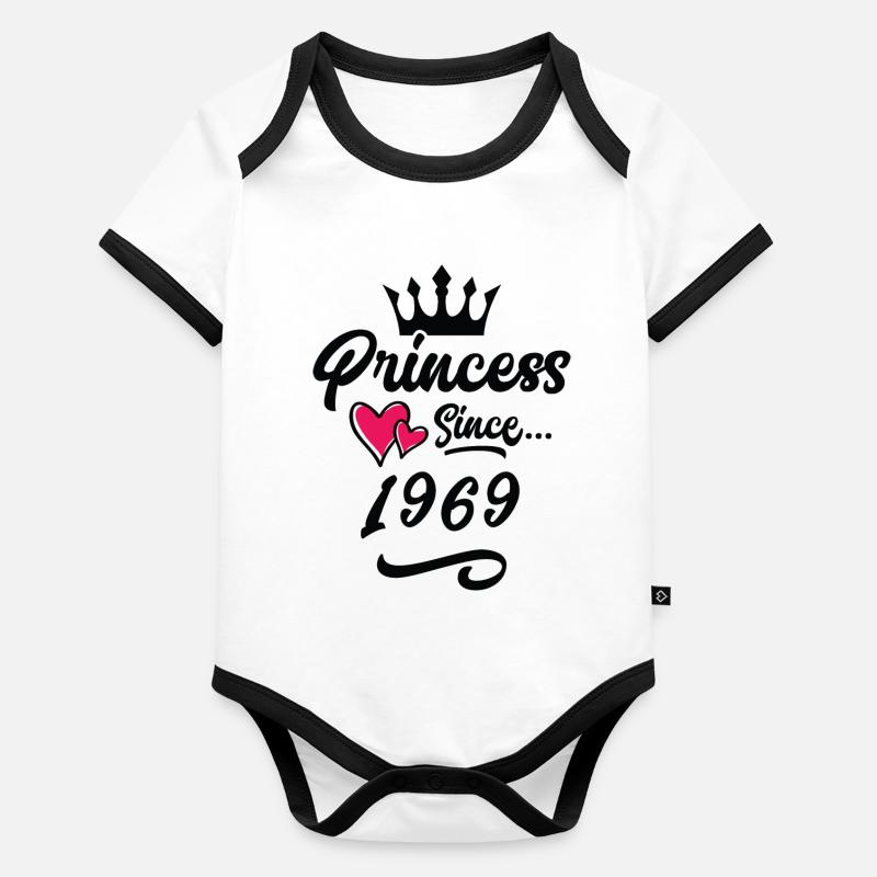 1969 Prinzessin Geburtstag Baby Bio-Kurzarm-Kontrastbody