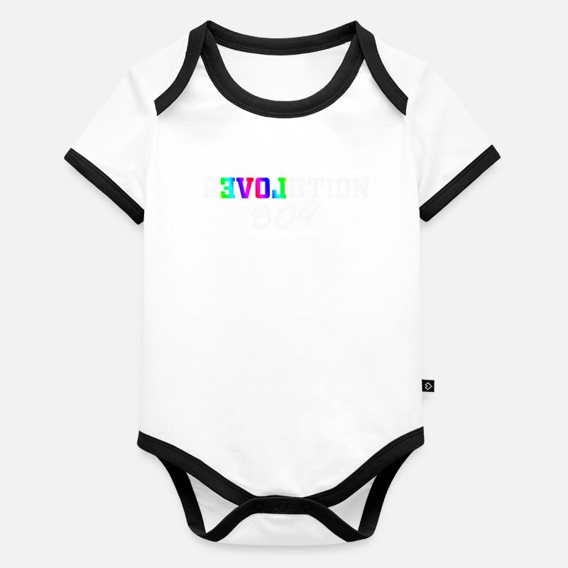 Revolution Boy Rainbow Pride Text Graphic Baby Bio-Kurzarm-Kontrastbody