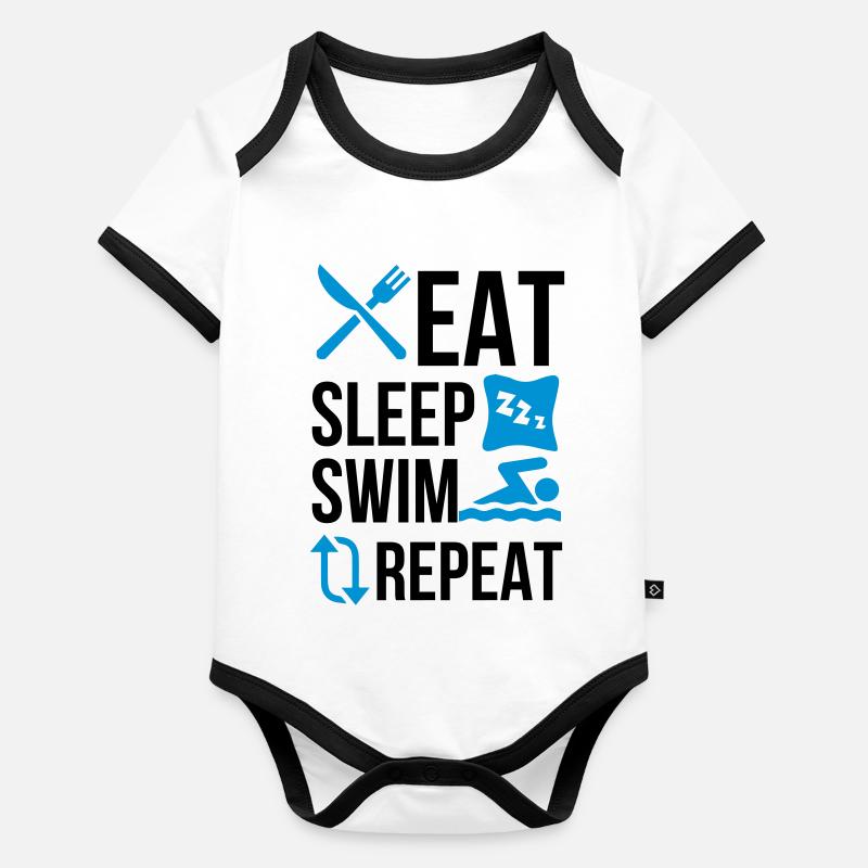 Mangez sommeil nager Body Bébé bio contrasté manches courtes