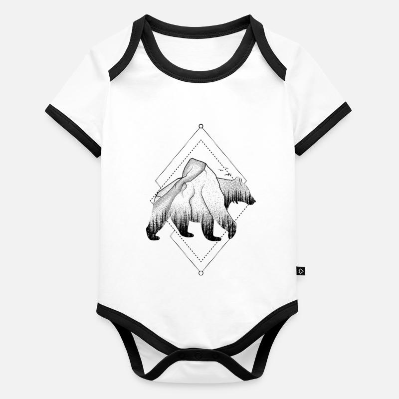 Bear Forest Nature - Gift Organic Baby Contrasting Bodysuit