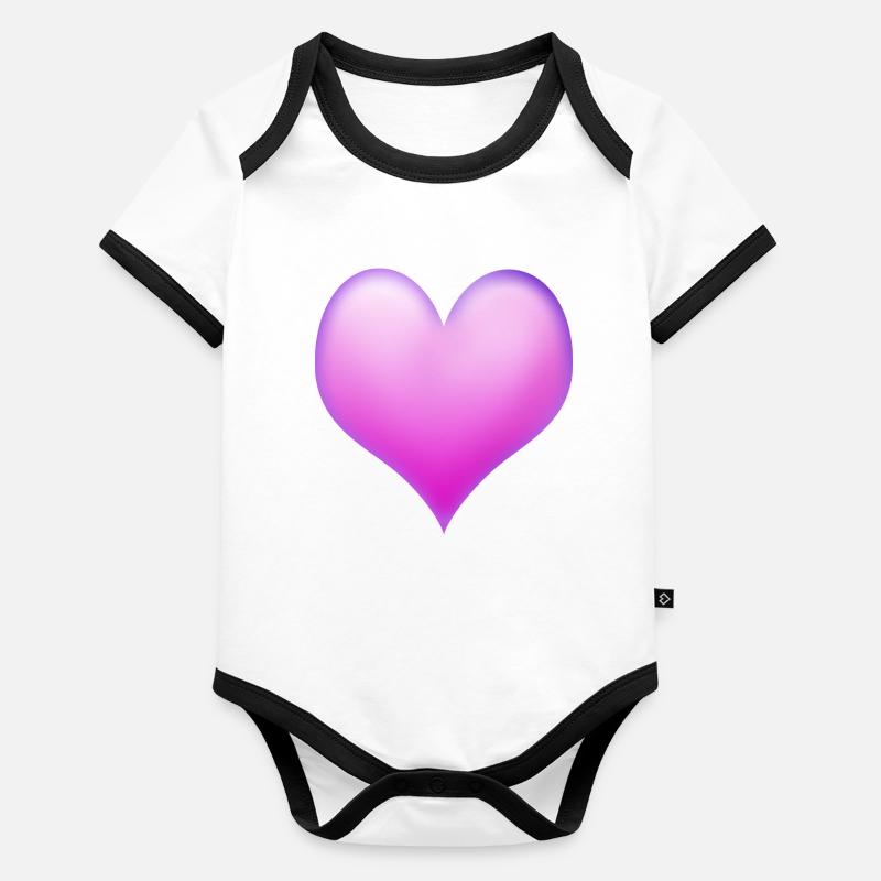 Coeur rose Body Bébé bio contrasté manches courtes