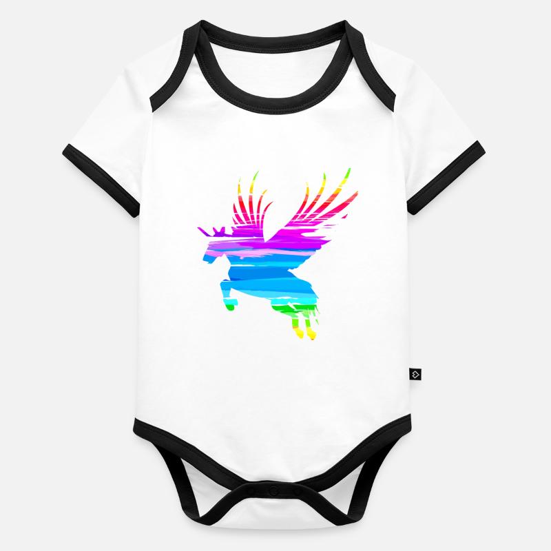 Motif du cheval Body Bébé bio contrasté manches courtes