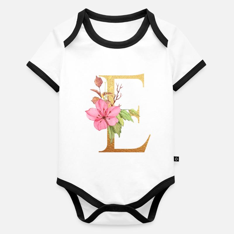 Letter E Organic Baby Contrasting Bodysuit