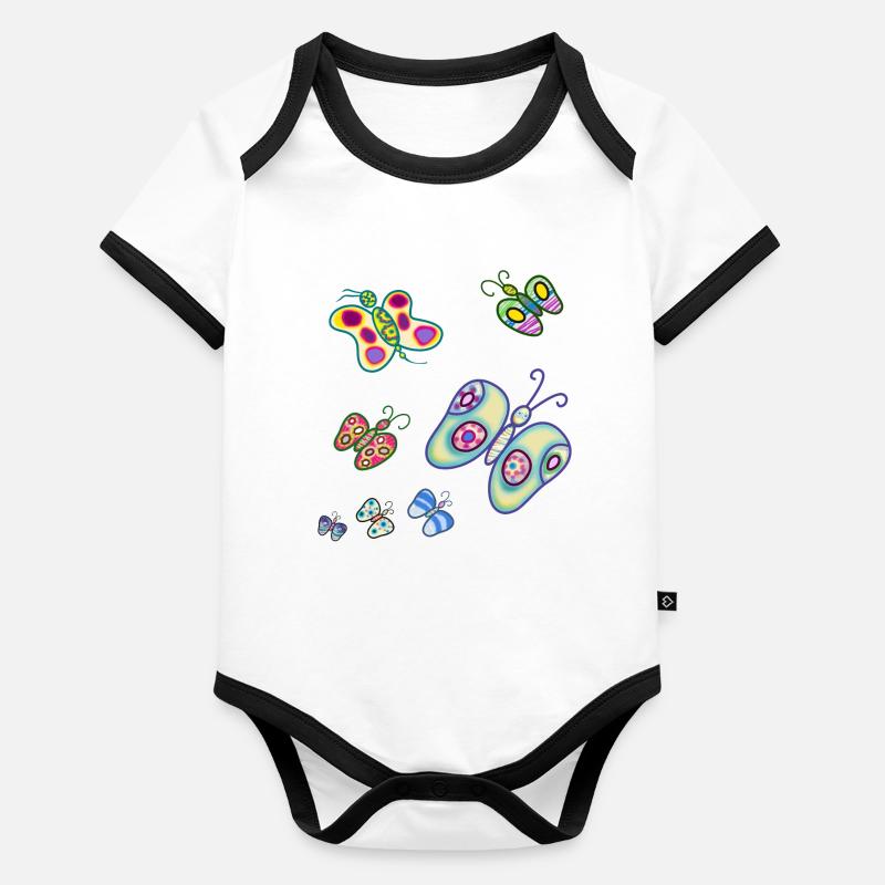les papillons de joie Body Bébé bio contrasté manches courtes
