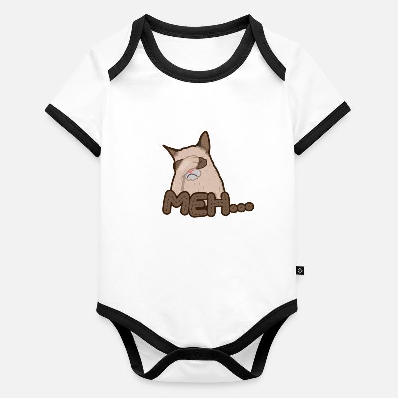 Meh - genervte Katze - Fail Baby Bio-Kurzarm-Kontrastbody