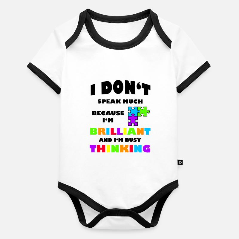 Je ne parle pas beaucoup d'autisme brillant Body Bébé bio contrasté manches courtes