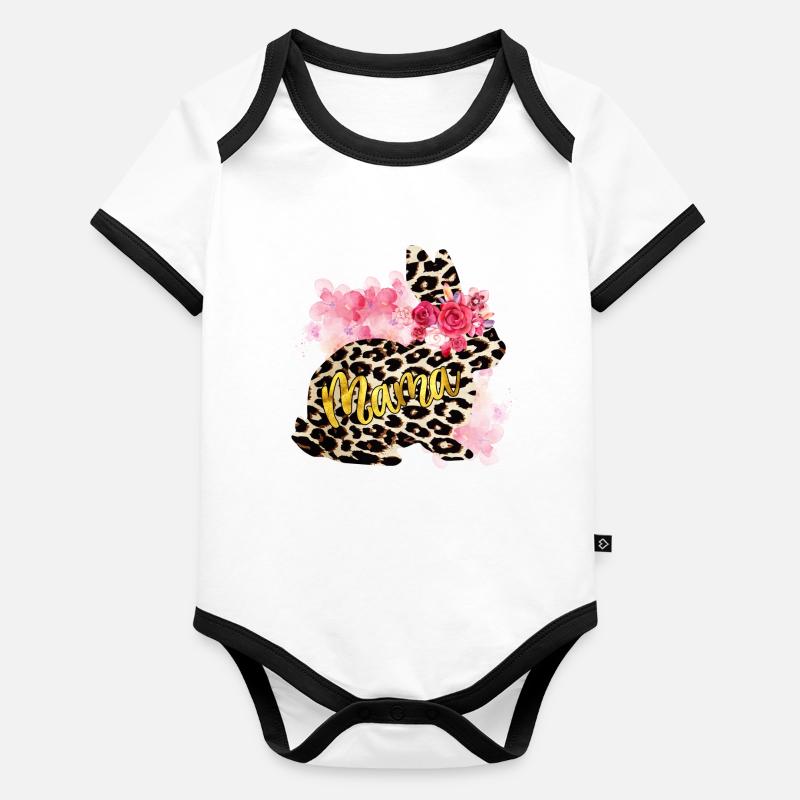 Maman léopard lapin Body Bébé bio contrasté manches courtes