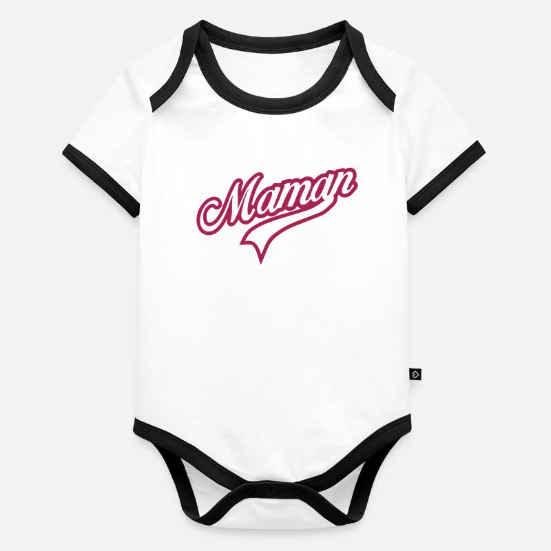 maman logo 150 Body Bébé bio contrasté manches courtes