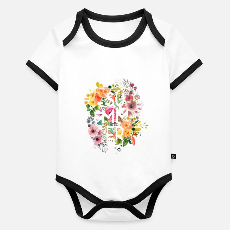 Été fleur Body Bébé bio contrasté manches courtes