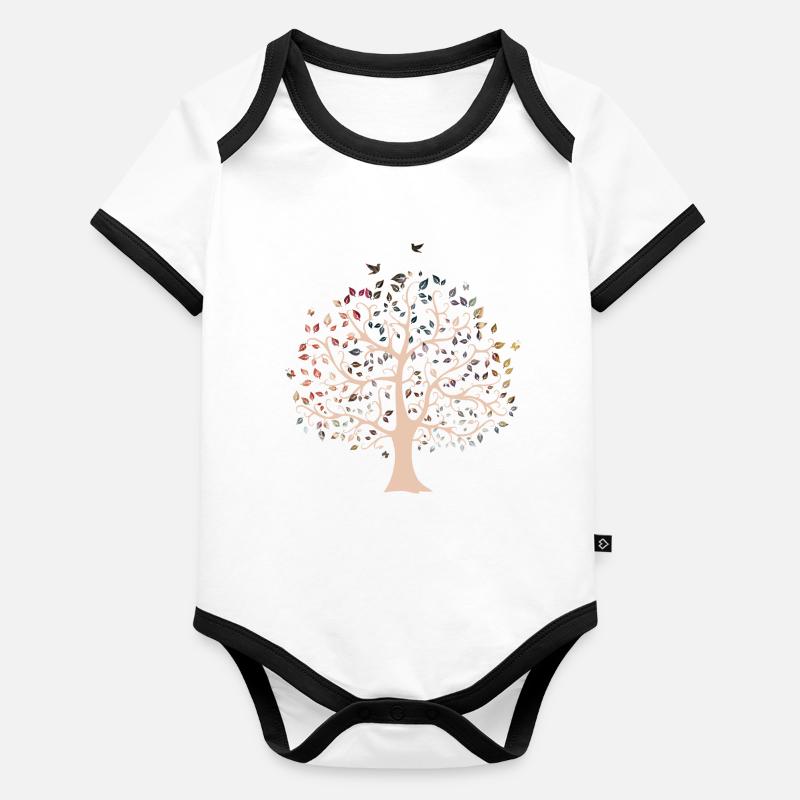 arbre de la vie Body Bébé bio contrasté manches courtes