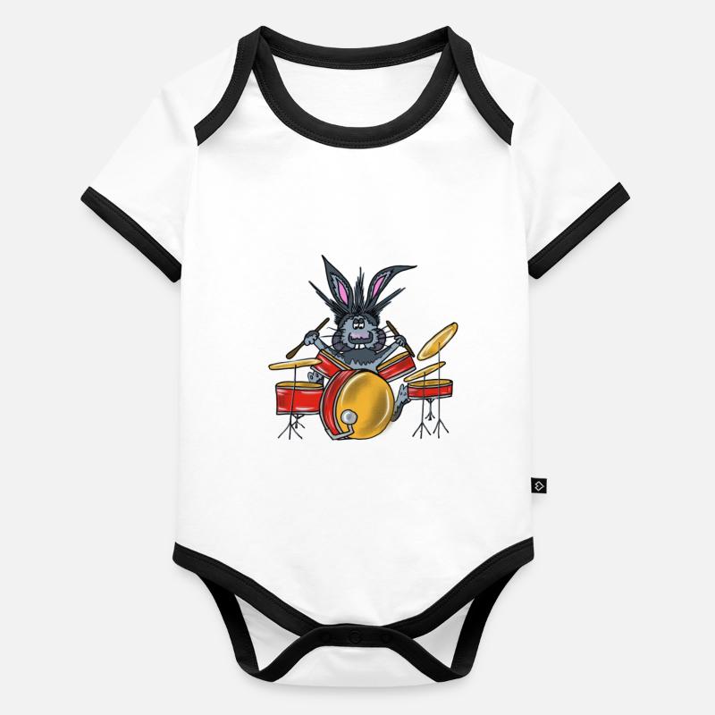 Tambours de lapin Body Bébé bio contrasté manches courtes
