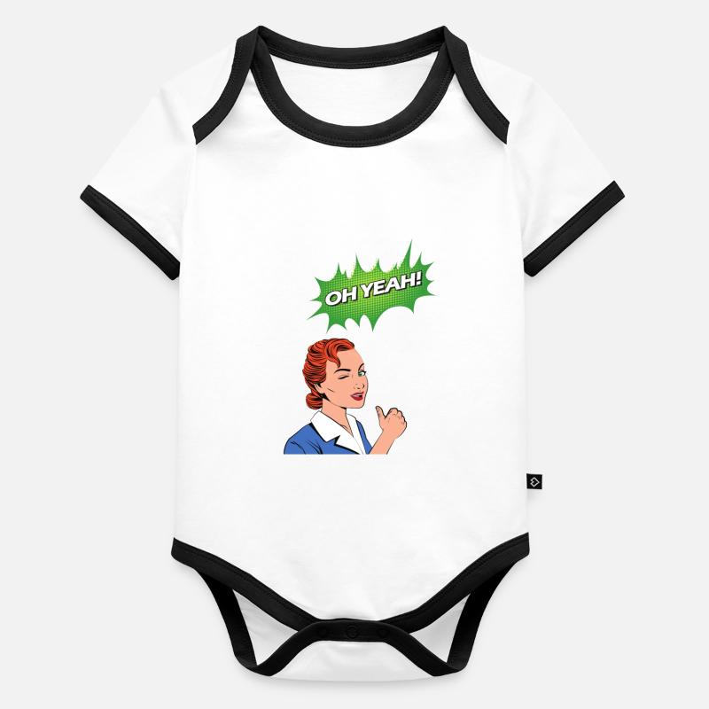 Oh yeah comic comic style cartoon speech bubble nerd Organic Baby Contrasting Bodysuit