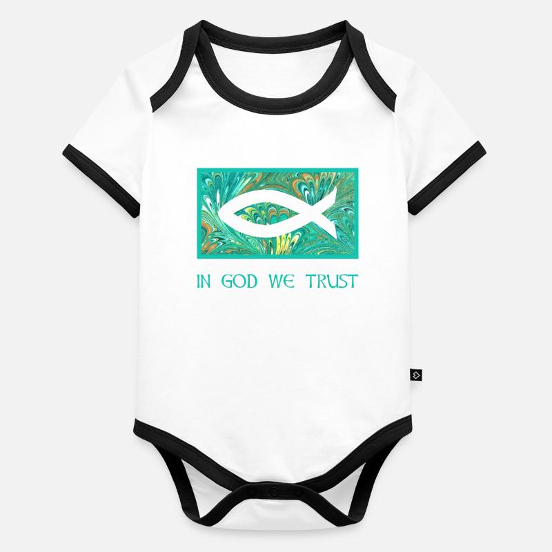 fisch ichthys e 71 Body Bébé bio contrasté manches courtes