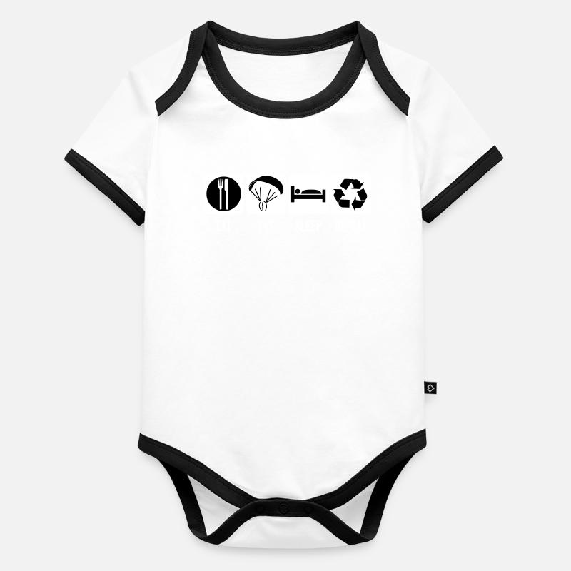 Paramotor Eat Fly Sleep Repeat Motorschirm Schwarz Baby Bio-Kurzarm-Kontrastbody