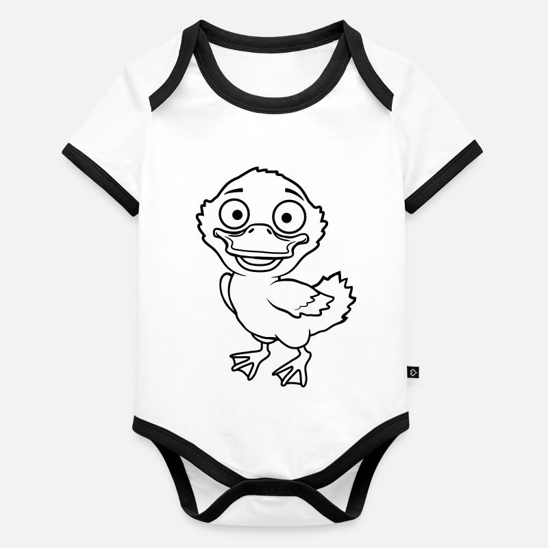 Petit canard comique mignon Body Bébé bio contrasté manches courtes