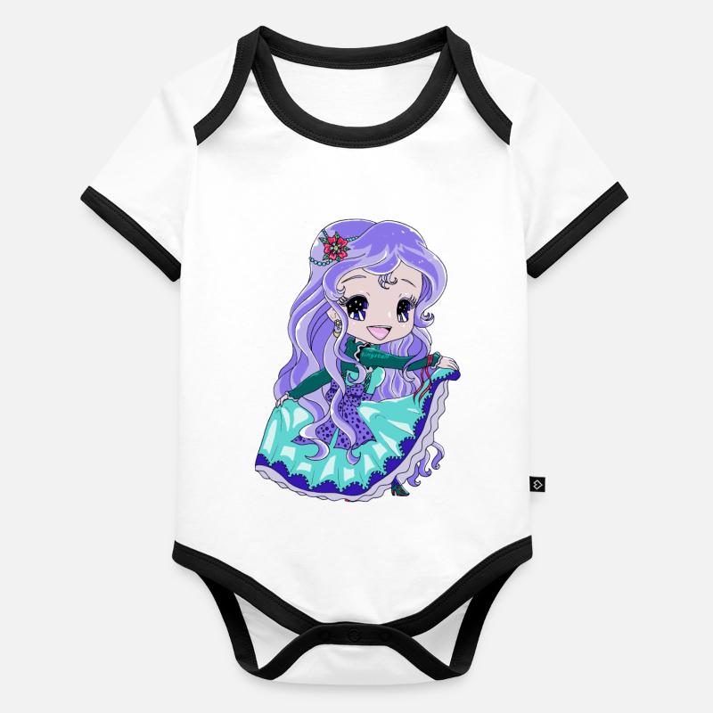 chibi princesse Body Bébé bio contrasté manches courtes