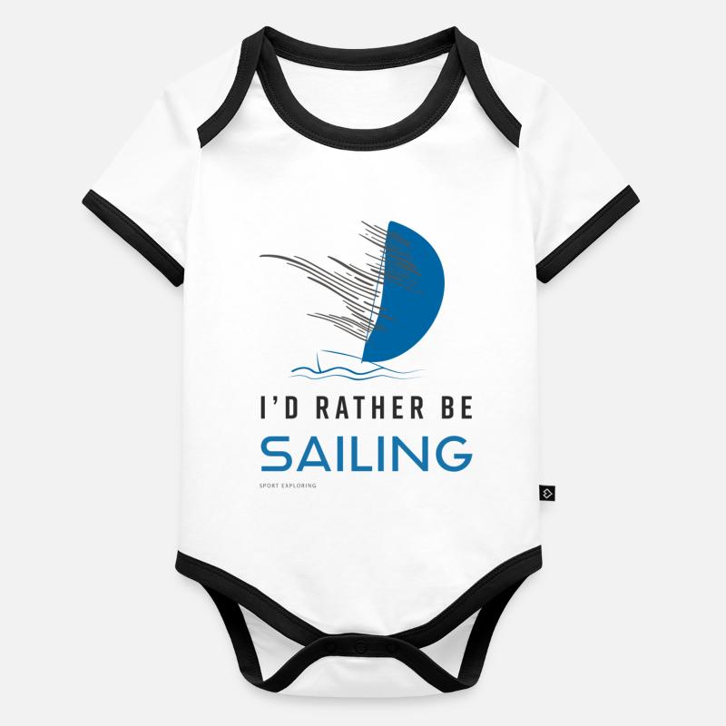 I`D RATHER BE SAILING - Sailing T-Shirt - Light Blue Organic Baby Contrasting Bodysuit
