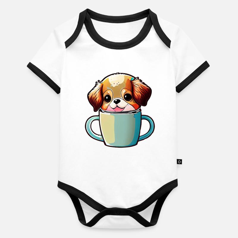 Glück mit Hund: Der beste Freund des Menschen Baby Bio-Kurzarm-Kontrastbody