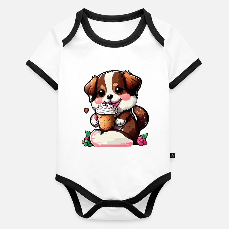 Glück mit Hund Baby Bio-Kurzarm-Kontrastbody