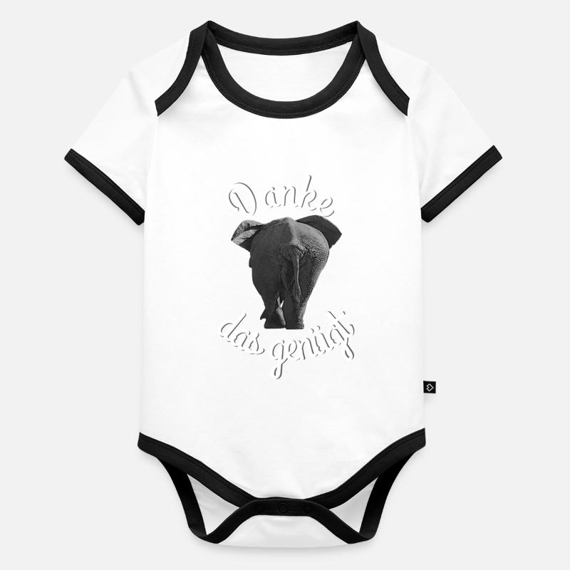 Éléphant merci, ça suffit Body Bébé bio contrasté manches courtes