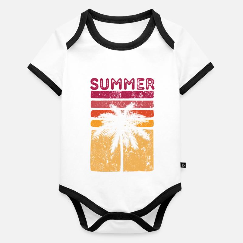 Été retro sunset surfer Body Bébé bio contrasté manches courtes