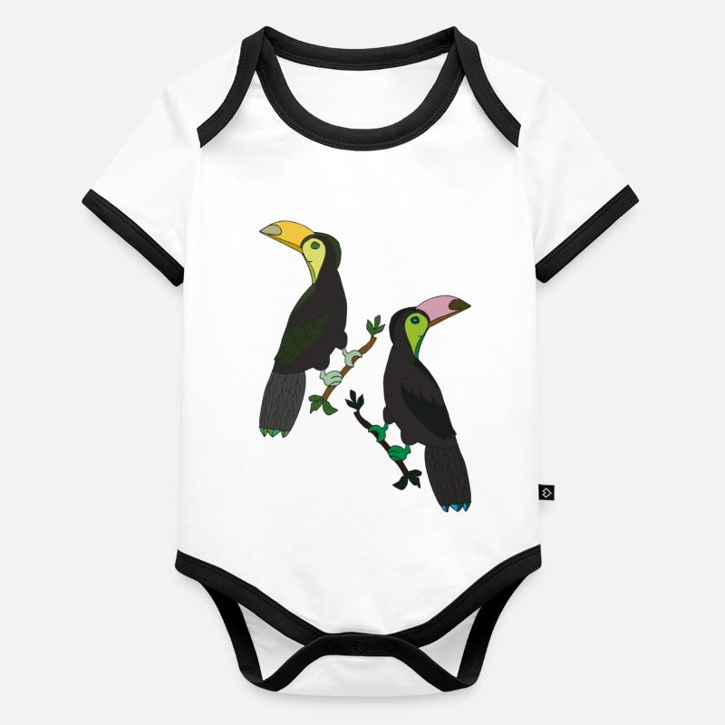 Toucan Deux Body Bébé bio contrasté manches courtes