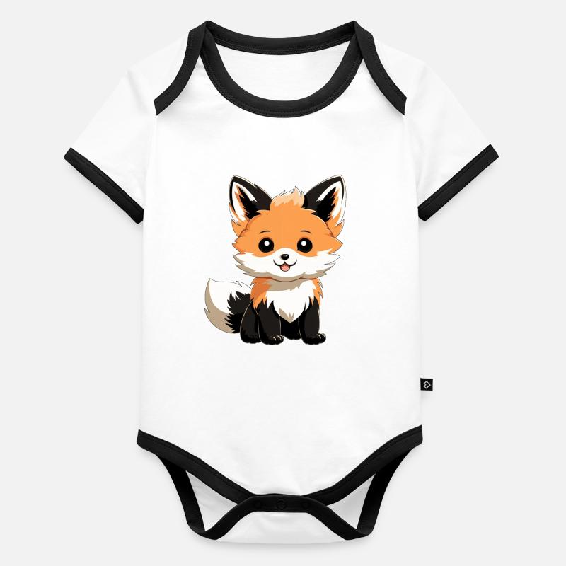 Renard mignon Body Bébé bio contrasté manches courtes