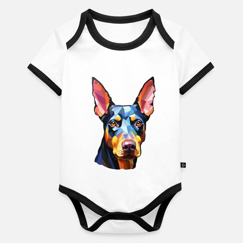 Dobermann Pinscher psychedelisch Baby Bio-Kurzarm-Kontrastbody